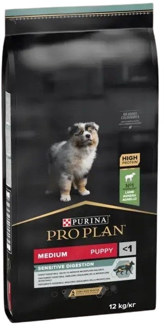 PRO PLAN Hrana uscata SENSITIVE DIGESTION caini PUPPY Medium Breed, cu Miel 12kg