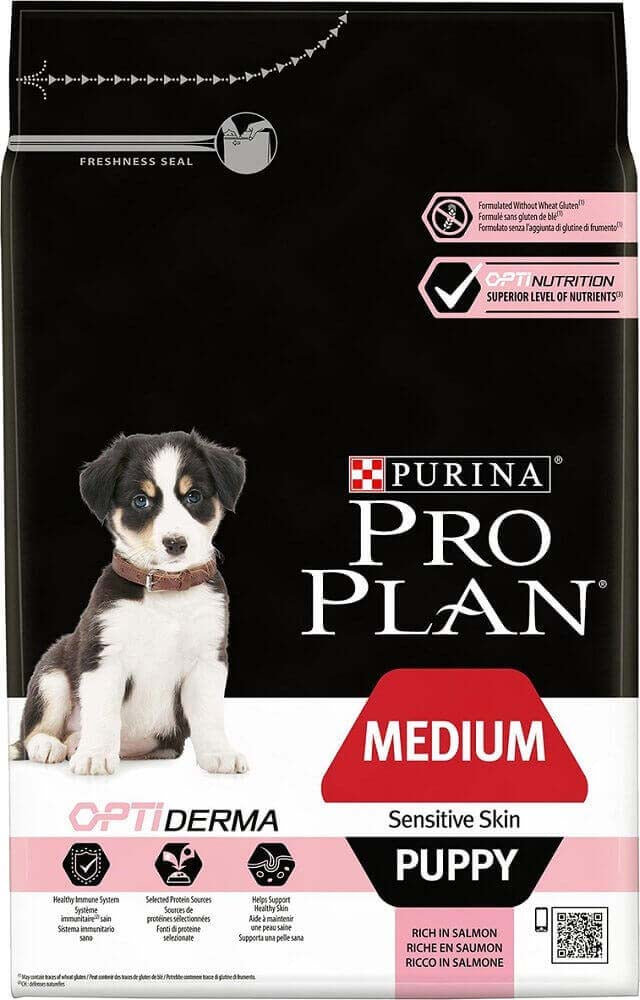 PRO PLAN Hrană uscată SENSITIVE SKIN pt câini Puppy Medium Breed, cu Somon 12kg - Maxi-Pet.ro