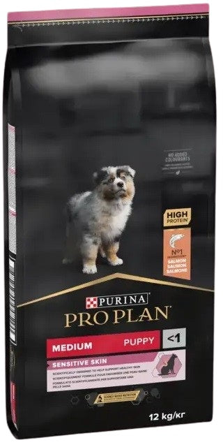 PRO PLAN Hrana uscata SENSITIVE SKIN pt caini Puppy Medium Breed, cu Somon 12kg