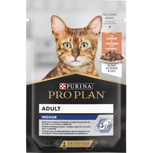PRO PLAN Indoor- Plic hrana umeda pentru pisici cu Somon 85g