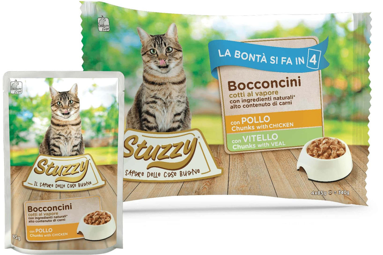 STUZZY Chunks Pachet plicuri ptr pisici, cu Vitel/Pui 4x85g