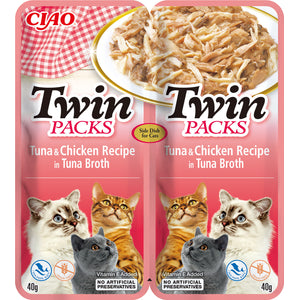 INABA CIAO Pachet Plicuri pentru pisici, Ton/Pui, in supa de Ton 2x40g