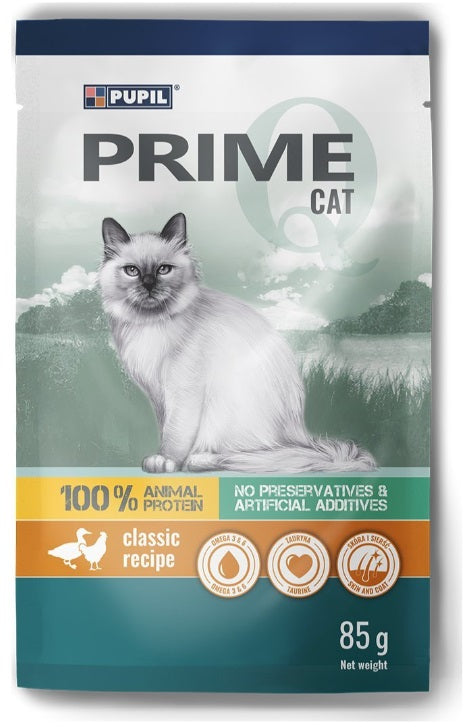 PUPIL PRIME Plic, Hrana umeda pentru pisici, cu Pasare si Rata 85g
