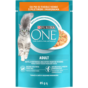 PURINA ONE Hrana umeda pentru pisici Adulte, cu Pui si Fasole Verde, 85g