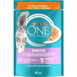 PURINA ONE Hrana umeda pentru pisici Adulte, Fileuri In Sos, Pui si Morcov 85g