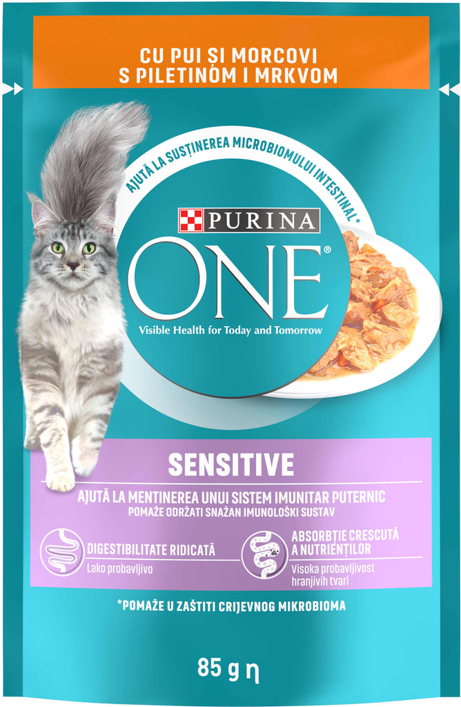 PURINA ONE Hrana umeda pentru pisici Adulte, Fileuri In Sos, Pui si Morcov 85g