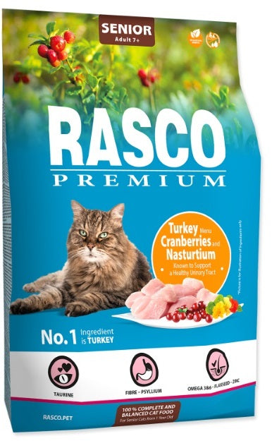 RASCO Premium Hrana pentru pisici, SENIOR, Curcan