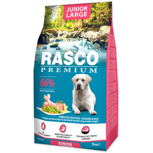 RASCO Premium JUNIOR Large, cu Pui si Orez 3kg