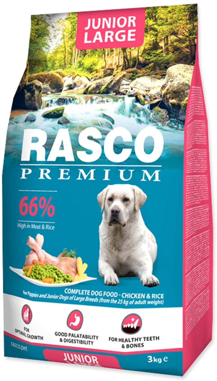 RASCO Premium JUNIOR Large, cu Pui si Orez 3kg