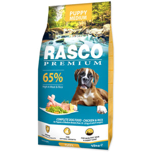 RASCO Premium PUPPY Medium, cu Pui si Orez 15kg