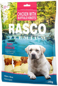 RASCO Premium Recompensă pentru câini, Piele de vacă, formă Os, cu Pui 230g