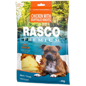 RASCO Premium Recompensa pentru caini, Piele de vaca, forma Os, cu Pui 80g