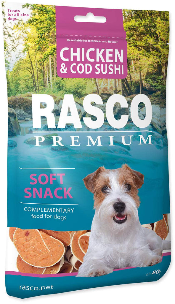 RASCO Premium Recompensă pentru câini, Sushi cu Pui şi Cod 80g - Maxi-Pet.ro