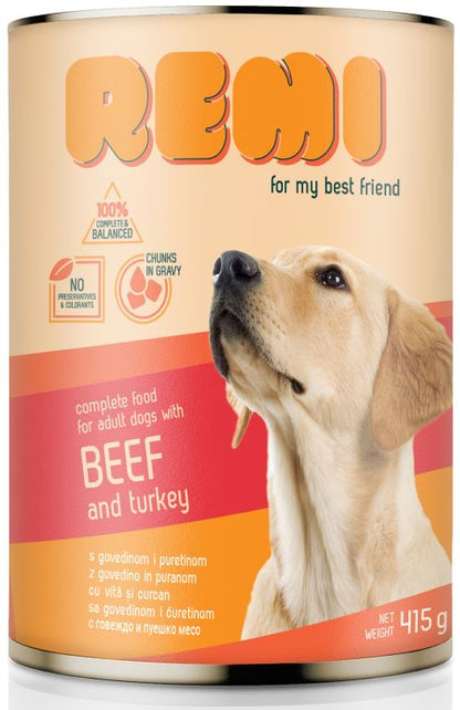 REMI Conserva pentru caini, cu Vita si Curcan 415g