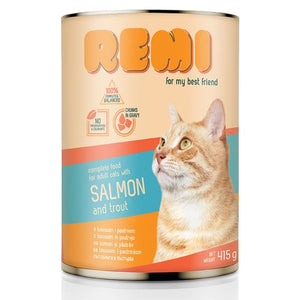 REMI Conserva pentru pisici adulte, cu Somon si Pastrav 415g 