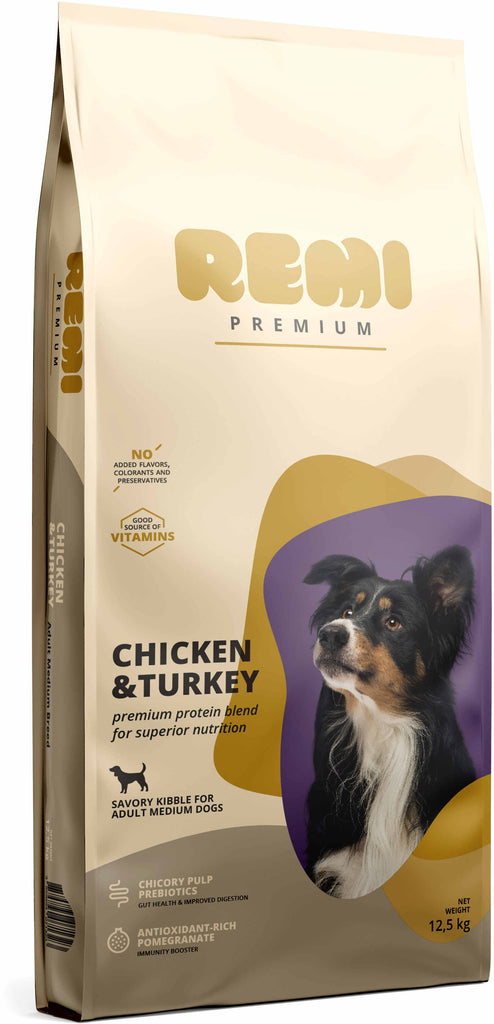 REMI Premium  Adult Medium, cu Pui si Curcan 12,5kg