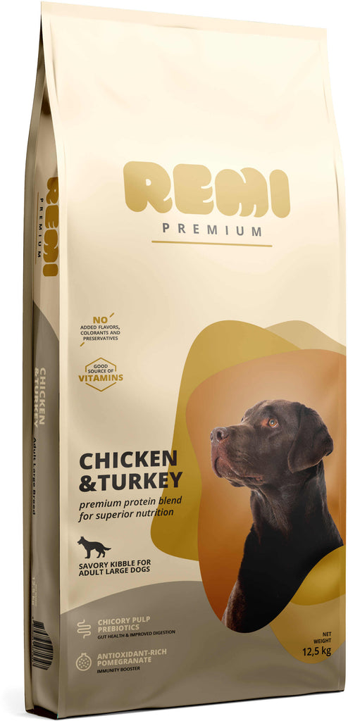 REMI Premium Adult Large, cu Pui si Curcan 12,5kg