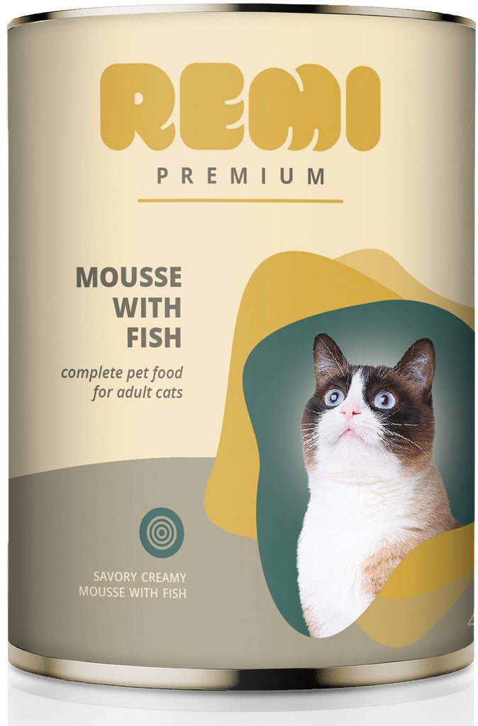 REMI Premium Conserva pentru pisici adulte, Mousse cu Peşte 400g
