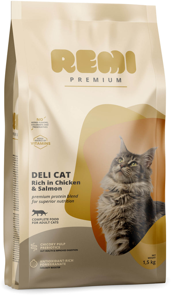 REMI Premium Deli Hrana uscata pentru pisici, cu Somon 1,5kg