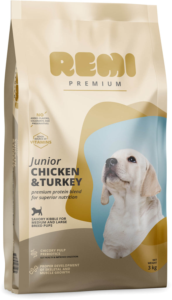 REMI Premium JUNIOR Medium & Large, cu Pui si Curcan 3kg