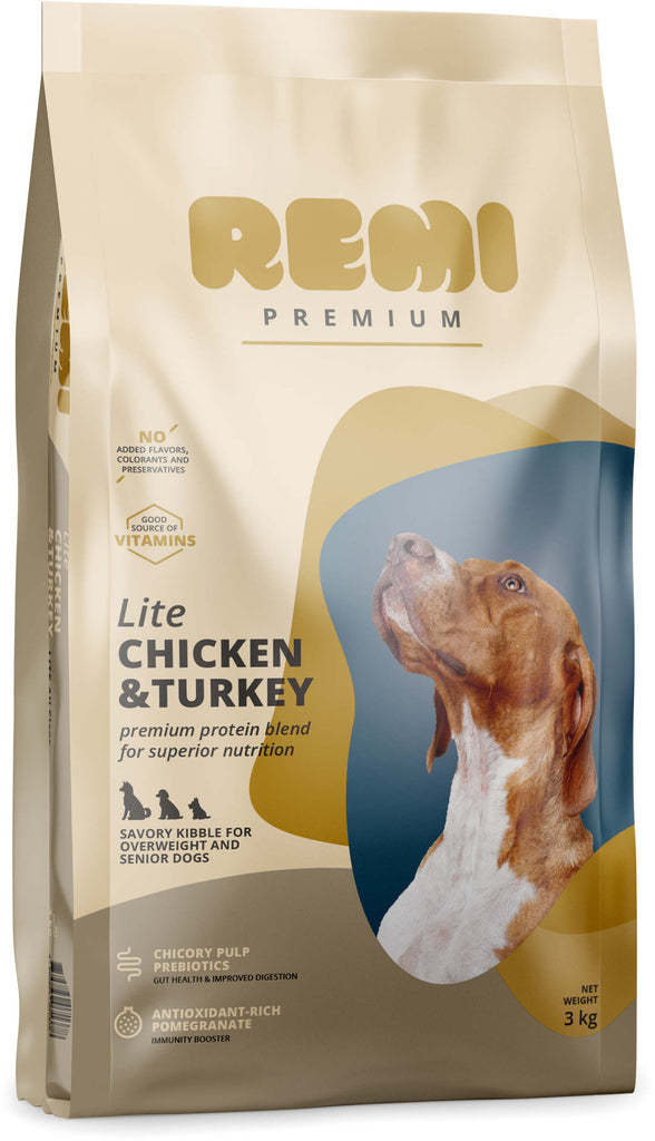 REMI Premium Lite, Overweight & SENIOR, cu Pui si Curcan