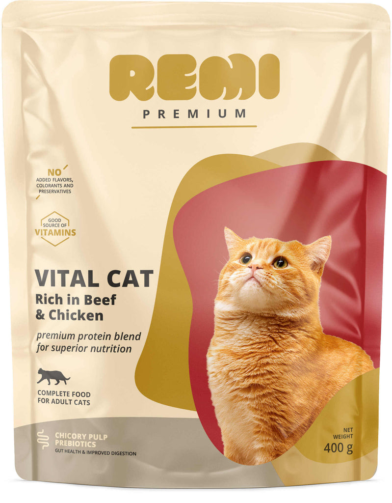 REMI Premium Vital Hrana uscata pentru pisici, cu Vita si Pui 