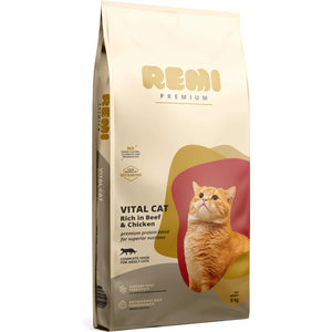 REMI Premium Vital Hrana uscata pentru pisici, cu Vita si Pui 8kg