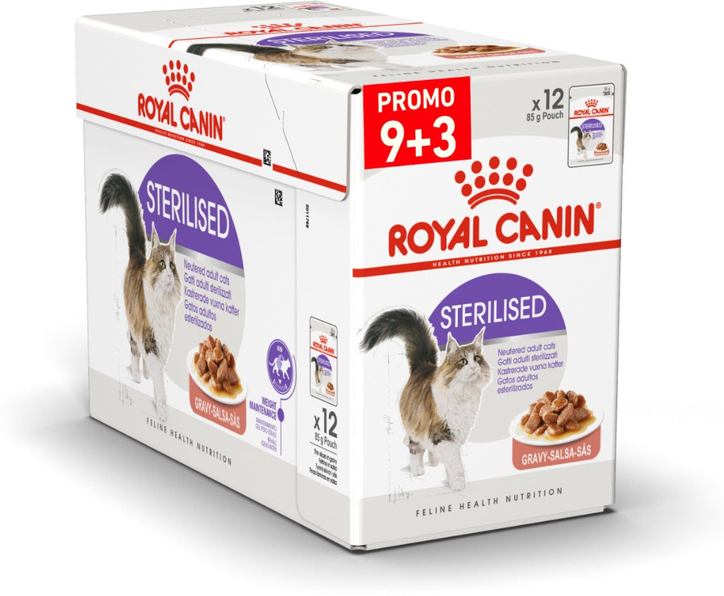 ROYAL CANIN FHN Plicuri hrana pisici sterilizate Sterilised 12x85g, 9+3 GRATIS