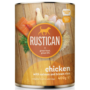 RUSTICAN Pui si Somon cu Orez Brun 400g