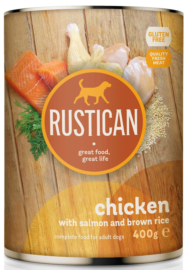 RUSTICAN Pui si Somon cu Orez Brun 400g