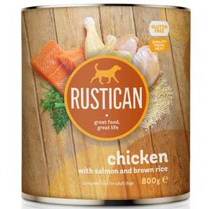 RUSTICAN Pui si Somon cu Orez Brun 800g