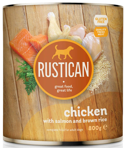 RUSTICAN Pui si Somon cu Orez Brun 800g