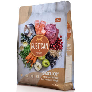 RUSTICAN Senior Hering, Somon si Ton, fara gluten, pentru caini seniori