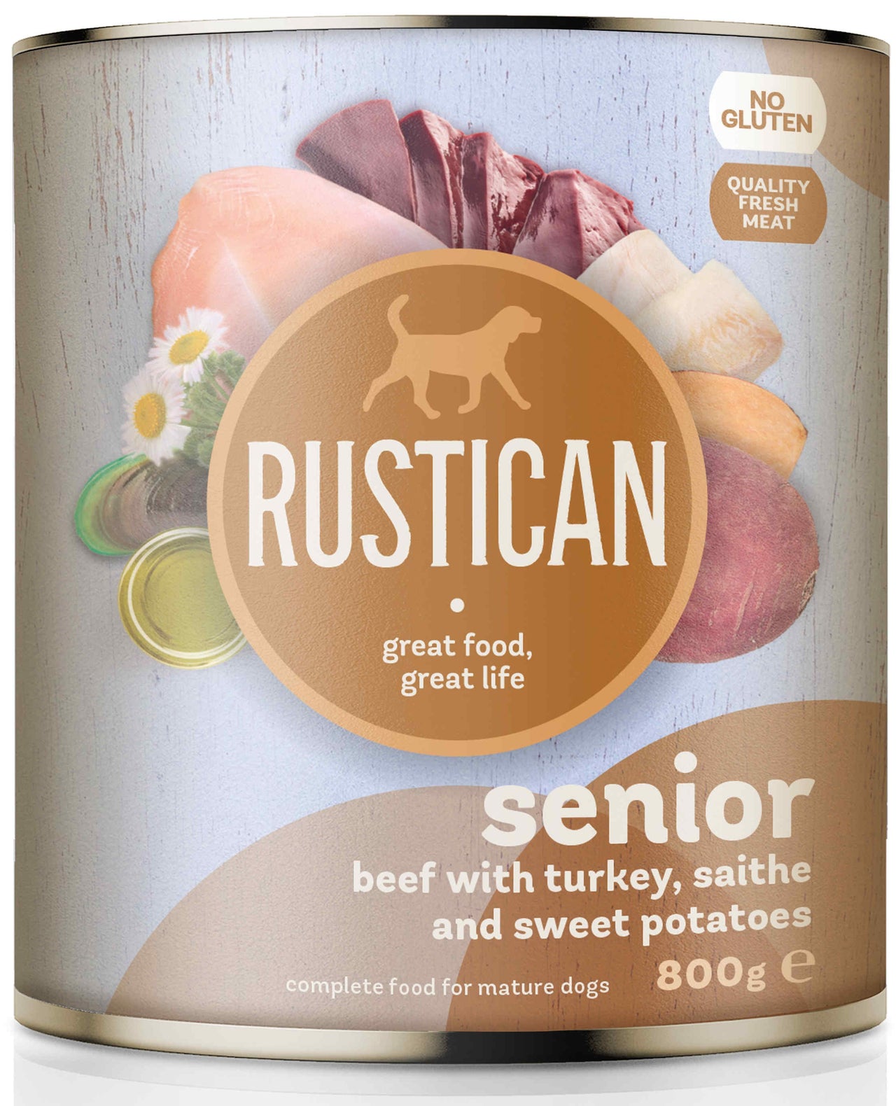 RUSTICAN SENIOR Vita, Curcan, Cod negru si Cartofi dulci 800g