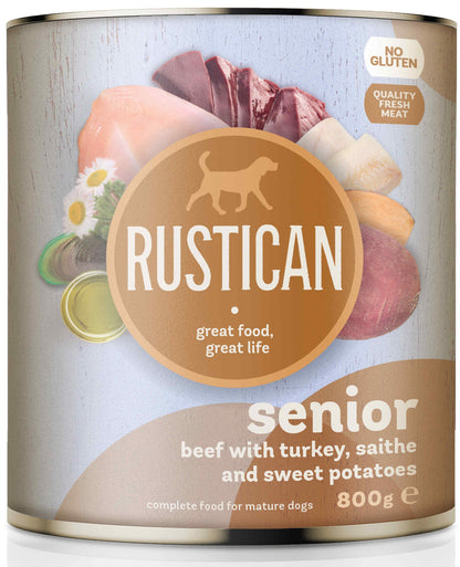RUSTICAN SENIOR Vita, Curcan, Cod negru si Cartofi dulci 800g