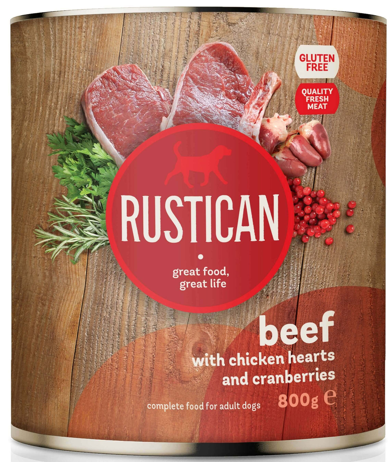 RUSTICAN Vita si Inimi de Pui cu Merisoare 800g