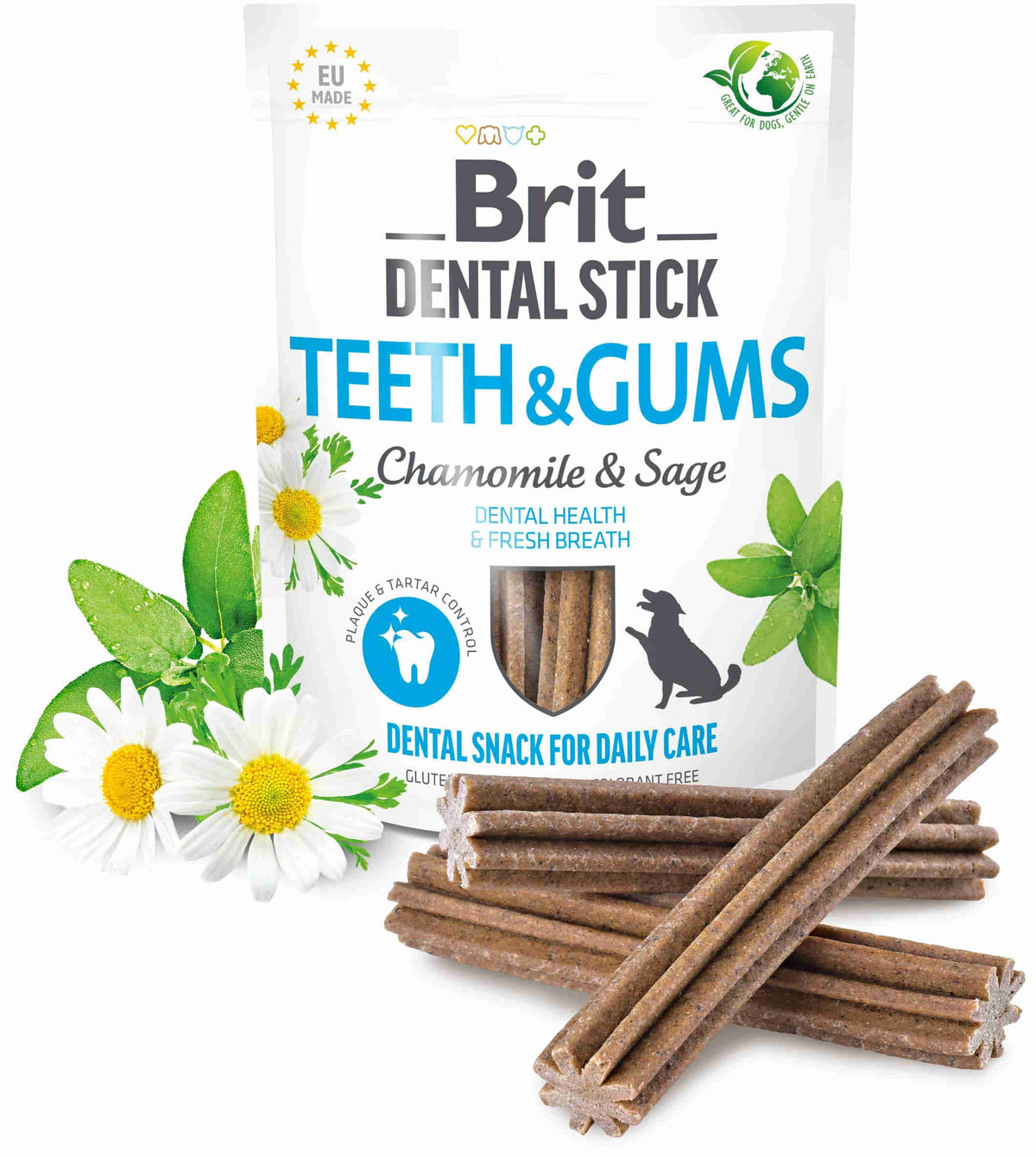 BRIT Dental Recompensa pentru caini, Teeth&Gums, Musetel/Salvie 7 bucati, 251g