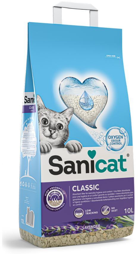 SANICAT Classic Lavender, nisip igienic cu aroma de lavanda
