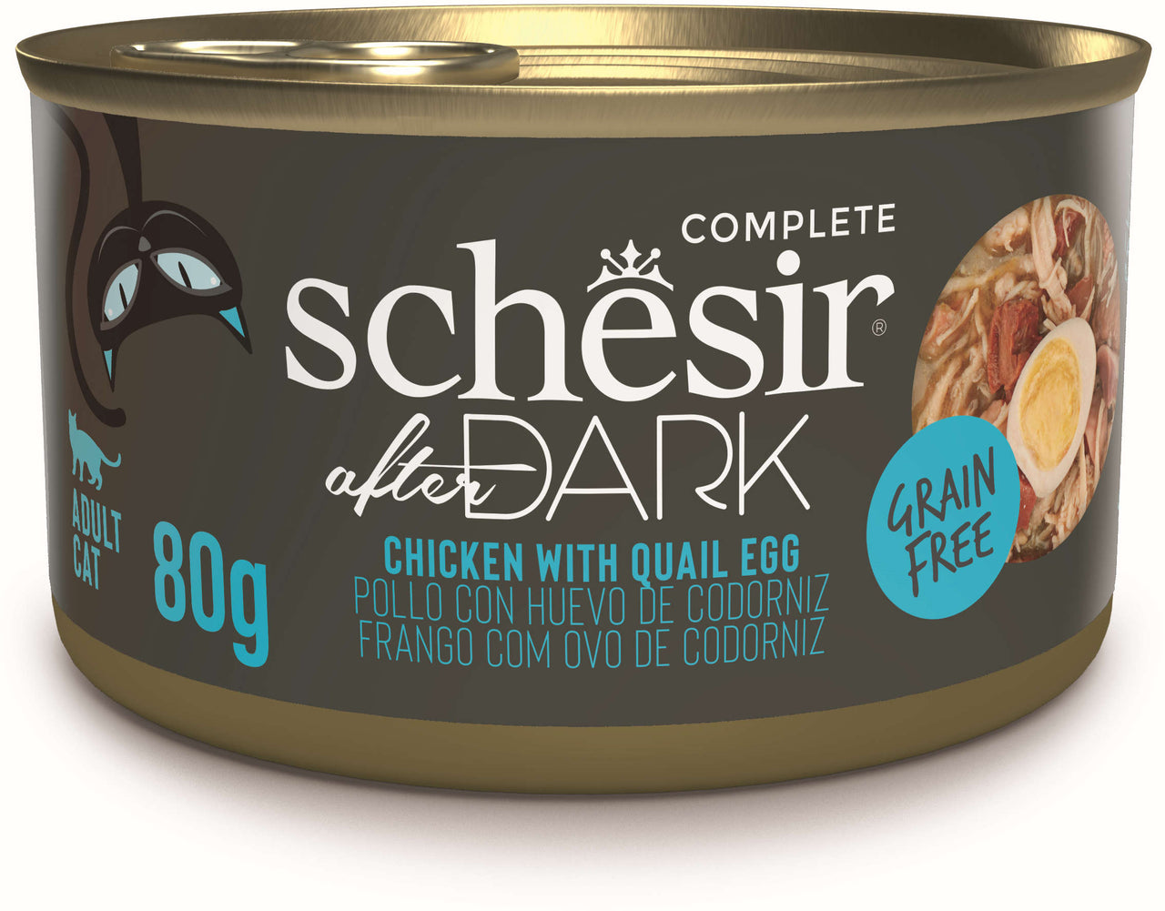 SCHESIR After Dark Conserva pentru pisici, supa cu Pui si oua de Prepelita 80g
