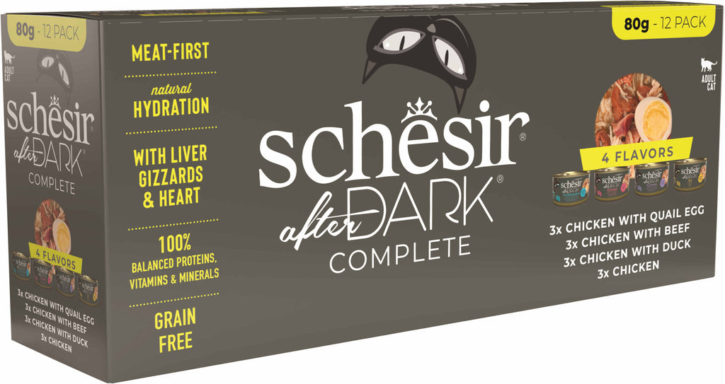 SCHESIR After Dark Pachet conserve pentru pisici, bucati in supa 12x80g