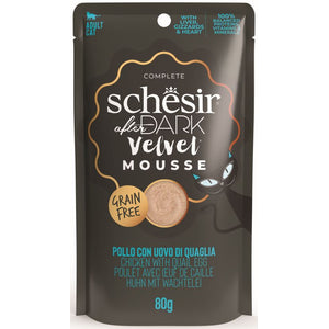 SCHESIR After Dark Plic pentru pisici, mousse cu Pui si Ou de Prepelita 80g