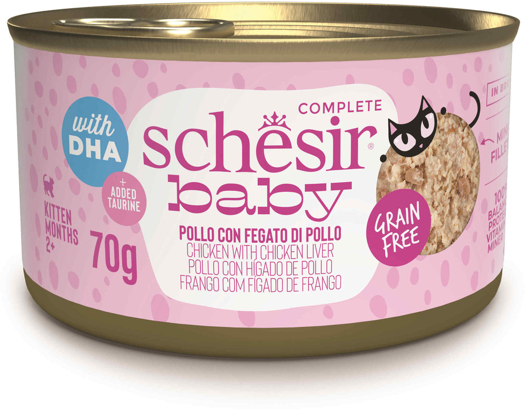 SCHESIR Baby Conserva pentru pisicute, Supa cu Pui si Ficat 70g
