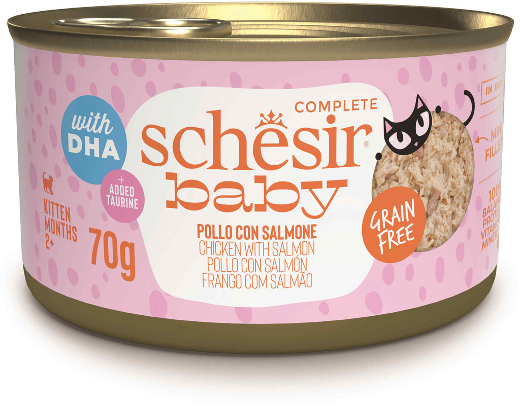 SCHESIR Baby Conserva pentru pisicute, Supa cu Pui si Somon 70g