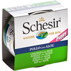 SCHESIR Conserva pentru caini PUPPY Pui cu Aloe Vera 150g
