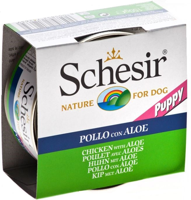 SCHESIR Conserva pentru caini PUPPY Pui cu Aloe Vera 150g