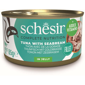 SCHESIR Conserva pentru pisici, cu Ton si Dorada, in jeleu 85g