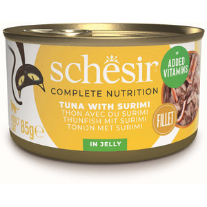 SCHESIR Conserva pentru pisici, cu Ton si Surimi, in jeleu 85g