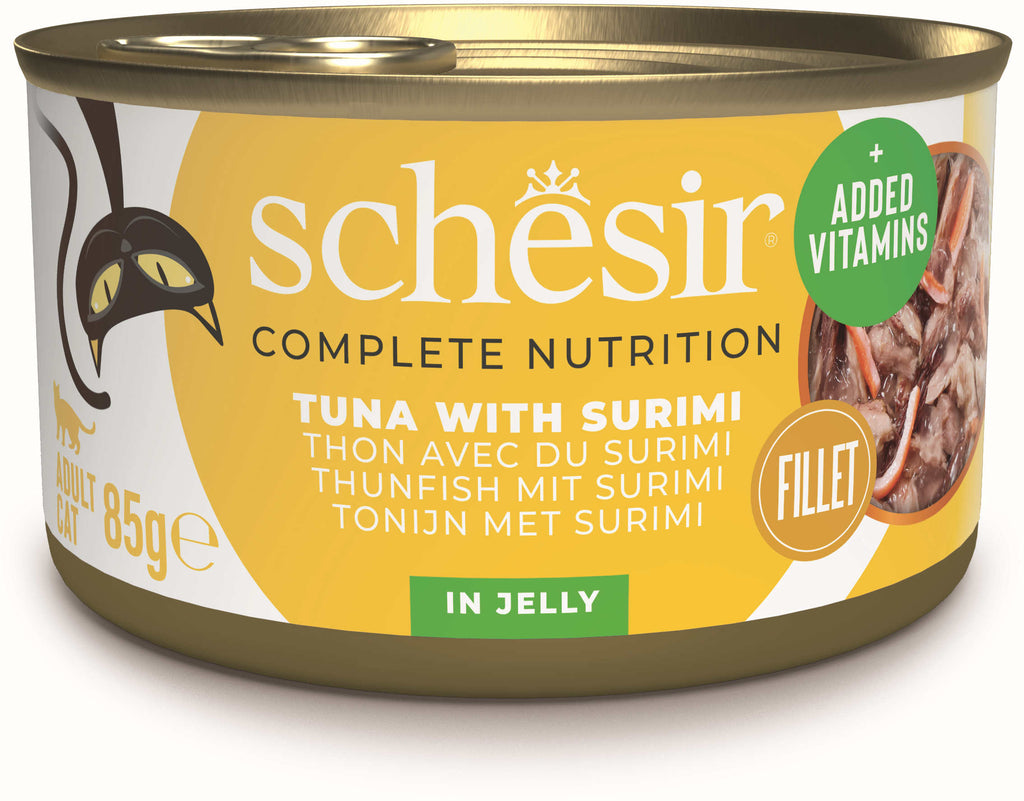 SCHESIR Conserva pentru pisici, cu Ton si Surimi, in jeleu 85g