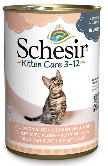 SCHESIR KITTEN Care 3-12 Conserva pentru pisicuţe, Pui cu Aloe Vera 140g