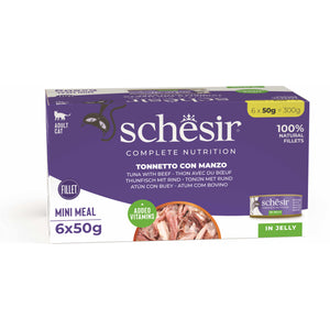 SCHESIR Pachet conserve pentru pisici, cu Ton si Vita, in jeleu 6x50g